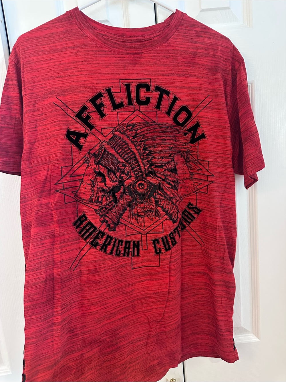 Affliction Red and Black Graphic Short Sleeve Tee